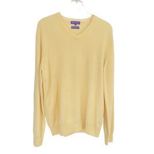 Alan Flusser 100% Cashmere V Neck Long Sleeve Men Sweater Sz L